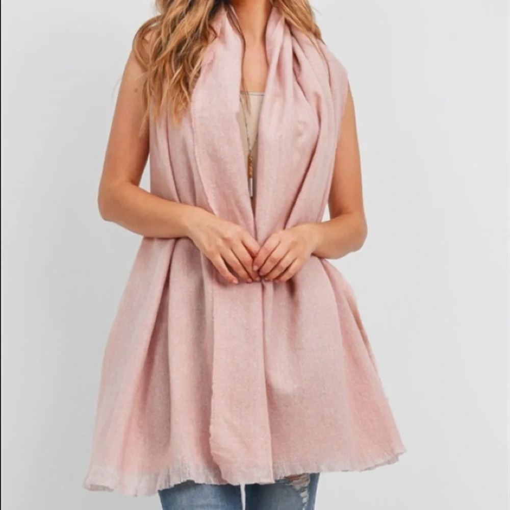 J. ELISE BOUTIQUE NEW TRENDY SOFT BLUSH BRUSHED BLANKET SCARF POLYESTER
